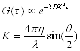 Equation: Autocorrelation decay function